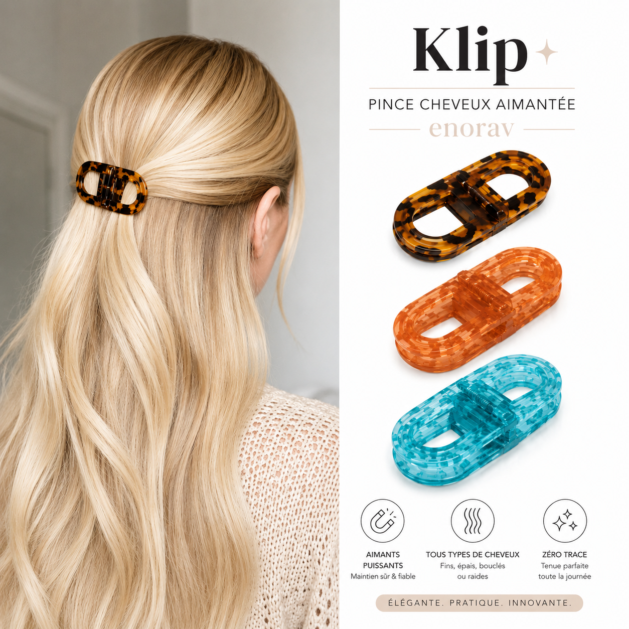 KLIP - Pince à cheveux magnétique